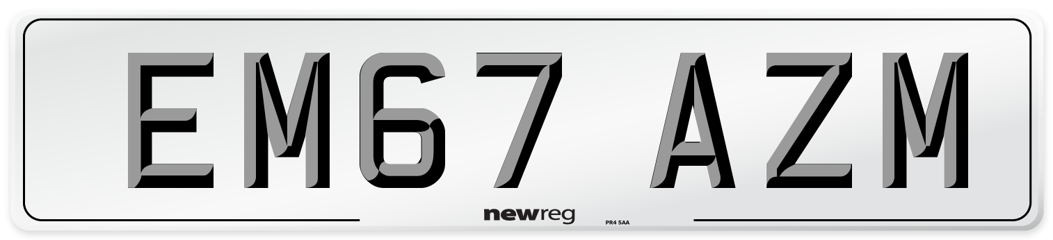 EM67 AZM Number Plate from New Reg